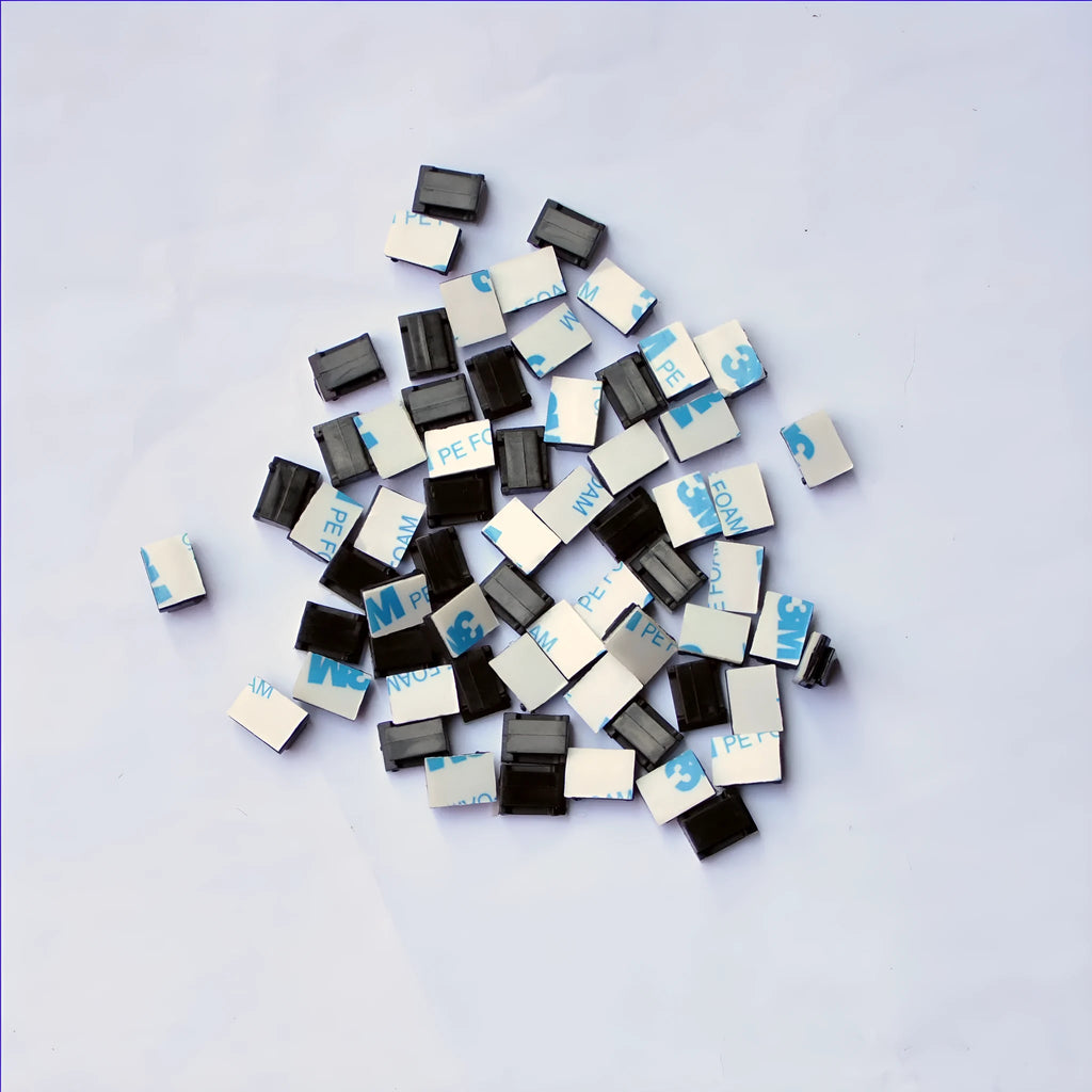 Black PA66 plastic automotive cable retaining clips for wiring management measuring 9mm by 12mm by 6.2mm