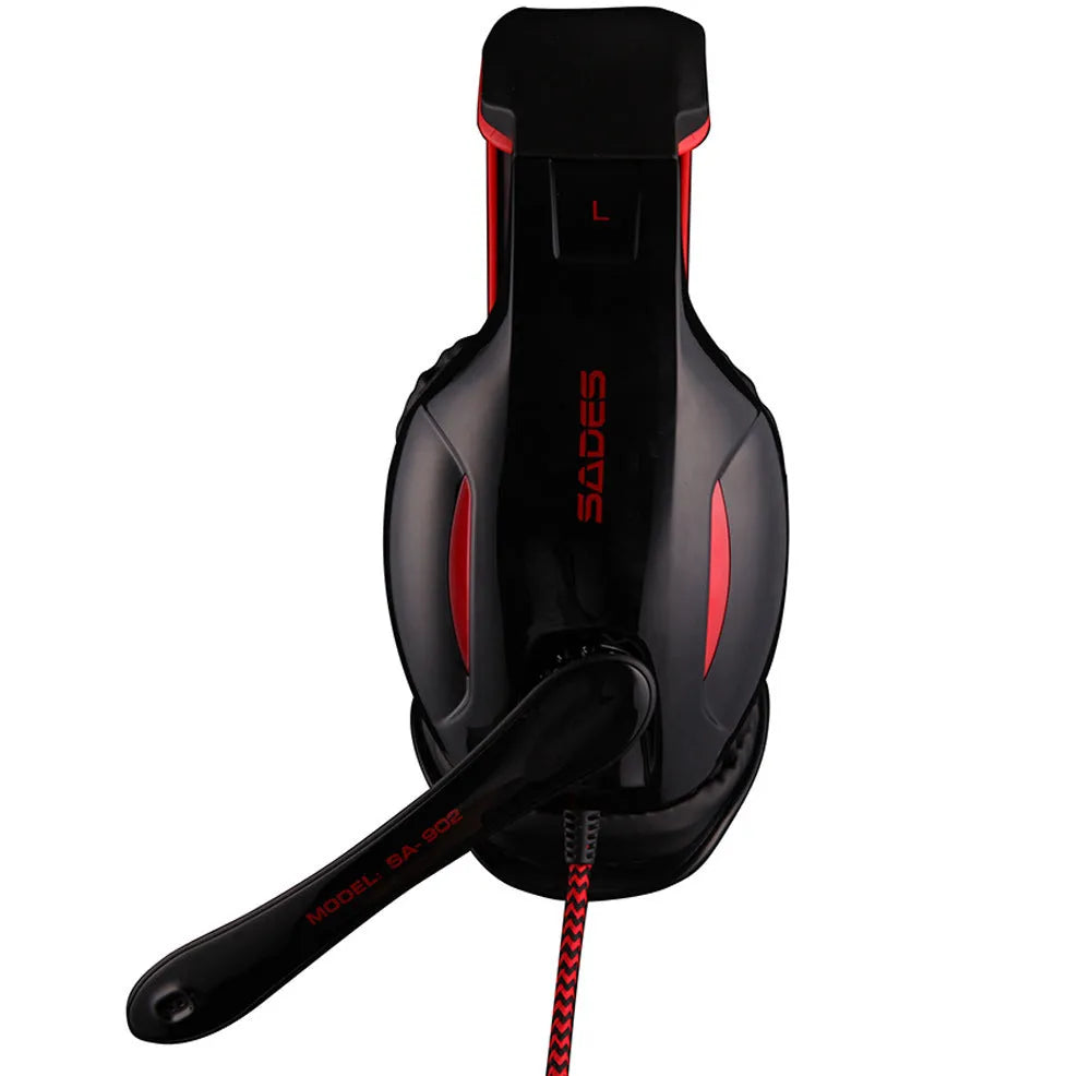 Black SADES SA 902 Hero Alliance USB gaming headset with over-ear design for PC computer use