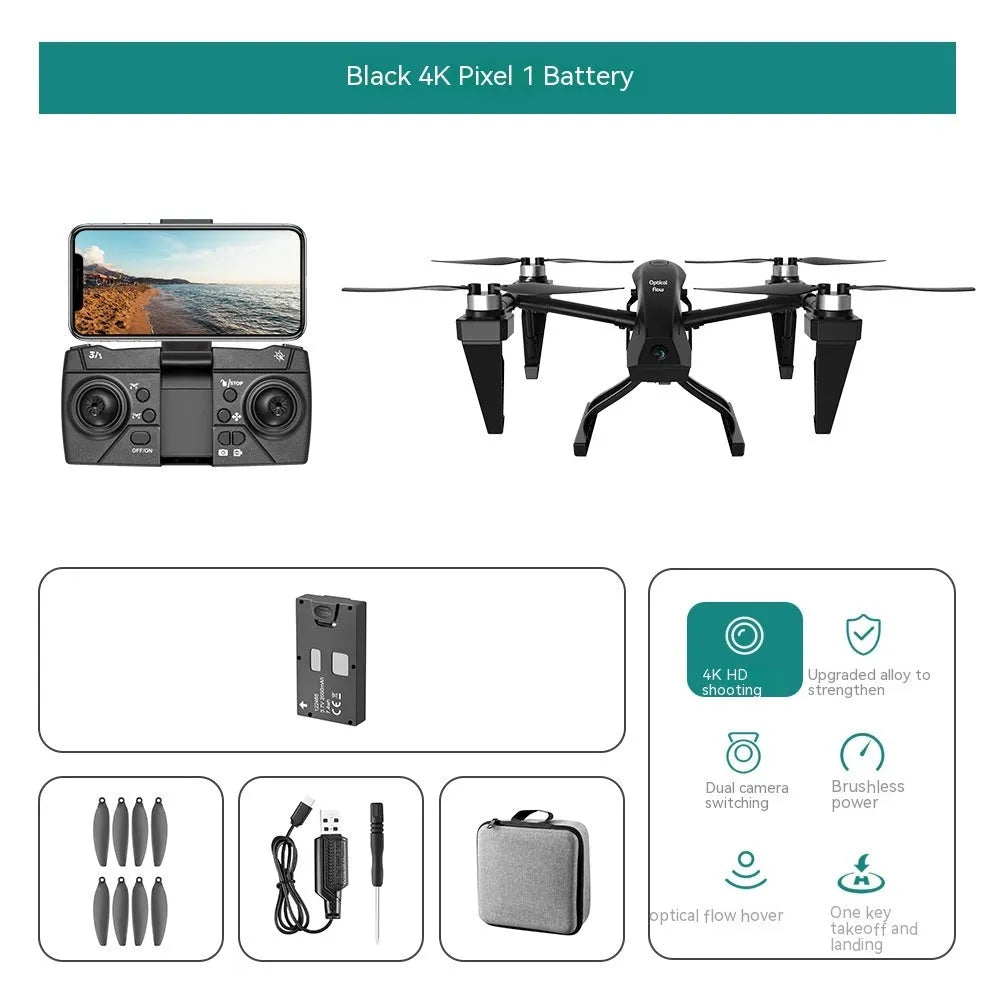 Alloy KS66 UAV drone in white or black with camera, remote control, spare propellers and storage bag