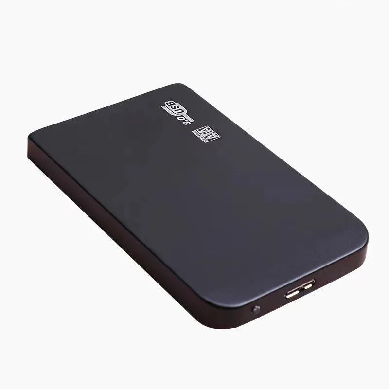USB 3.0 solid state external hard drive with metal casing in black, blue, red, or silver.