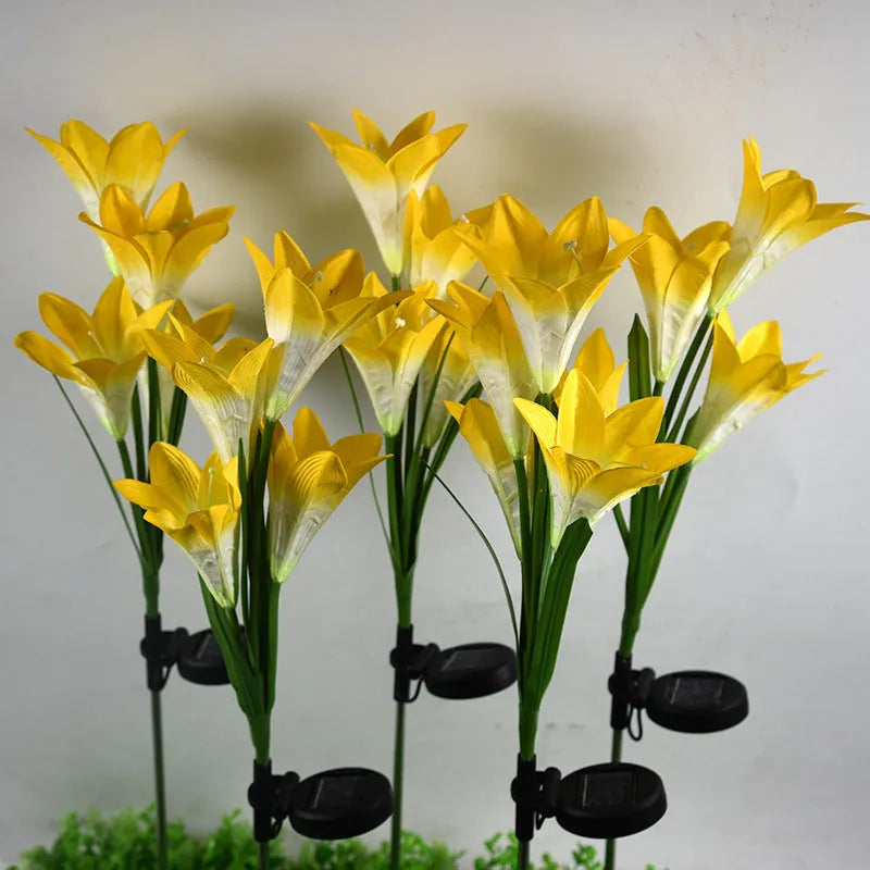 Solar lily festive lantern flower shape outdoor garden light 850mm height IP65 waterproof