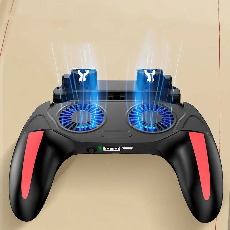 H10 mobile phone game controller showing touch screen, holding a smartphone.