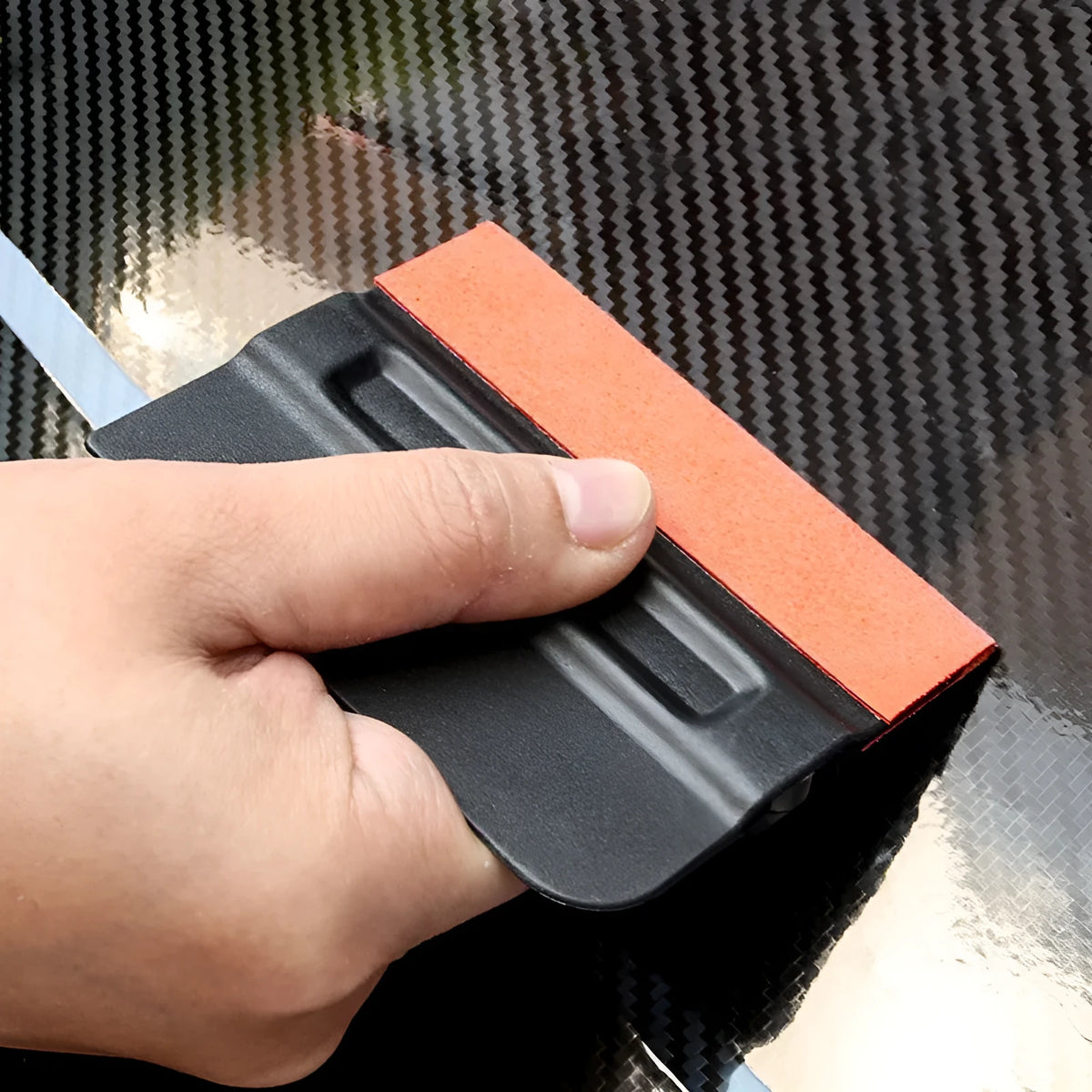 Car colour change film scraper with ABS handle and choice of deerskin or wool scraping heads