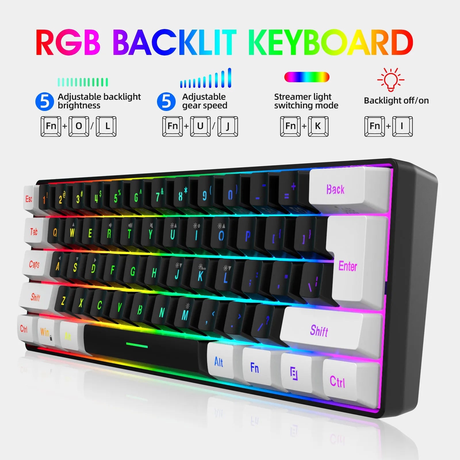 V700WB A869 backlit gaming keyboard and mouse combo in mixed white and black colours