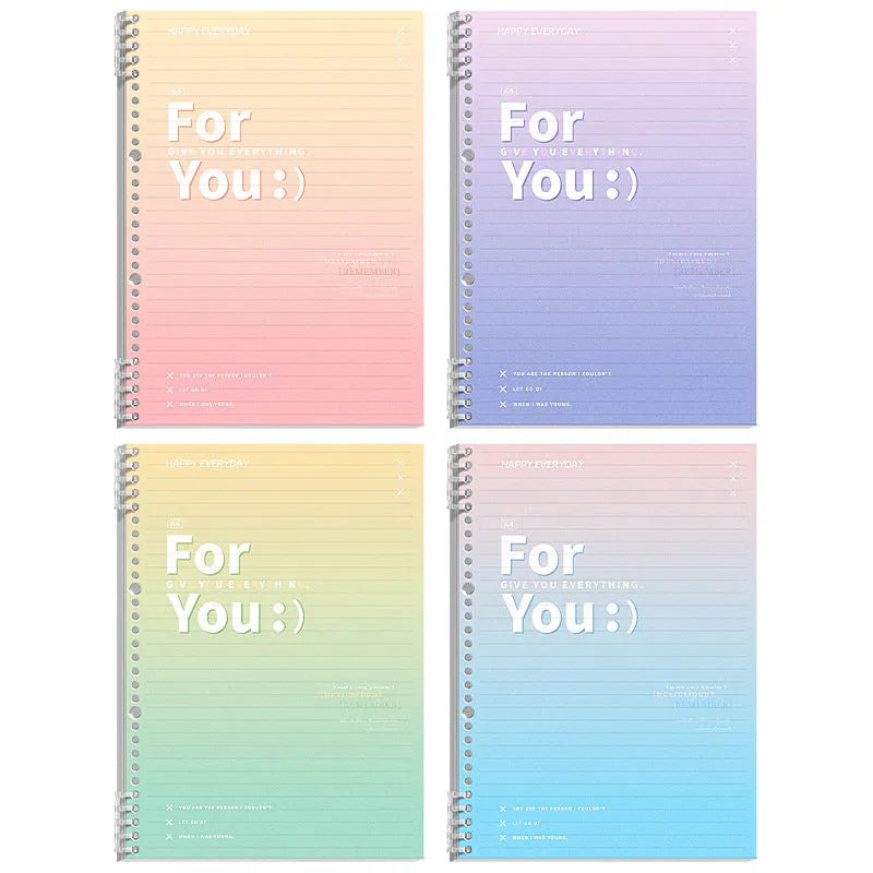 Removable coil gradient notebook with PP cover in blue, green, pink, and purple colour options