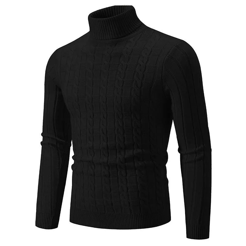 Men's slim fit twist turtleneck pullover in chenille fabric available in multiple colours and sizes