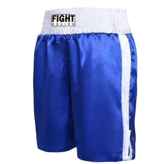 Boxing shorts in multiple colour options including black and red, and black and white side stripes.