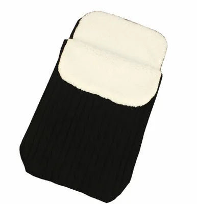 Envelope-style baby stroller sleeping bag in beige colour showing thick cotton wool filling and soft lining.
