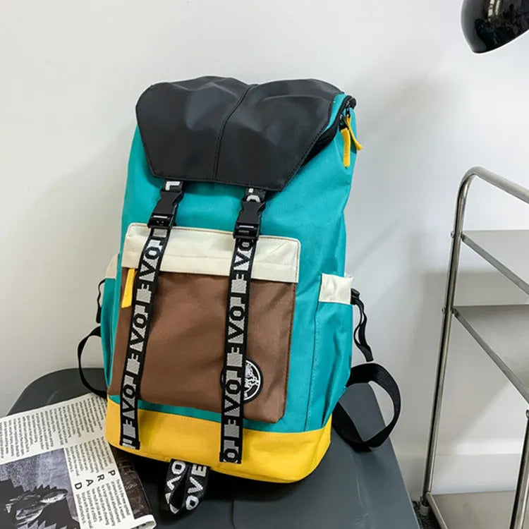 Oxford cloth backpack in black green or red with 32cm width and 17cm depth for students