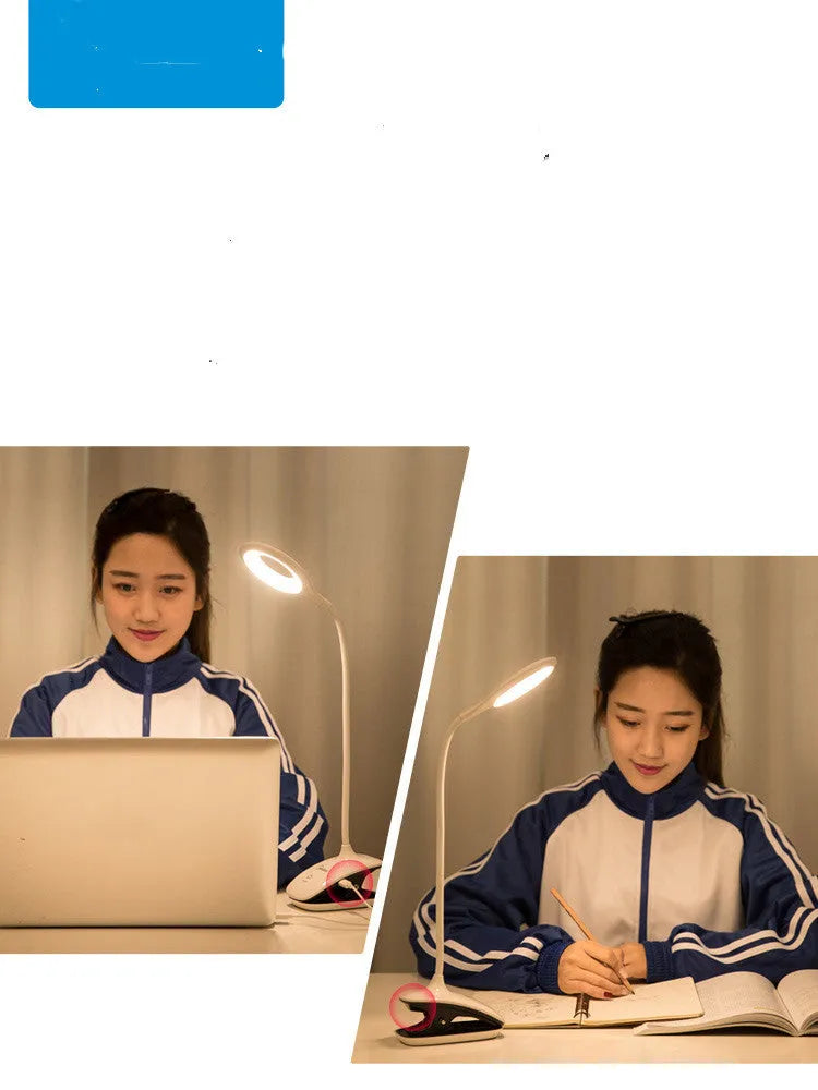 Green rechargeable touch-control USB table lamp with LED light on a wooden desk