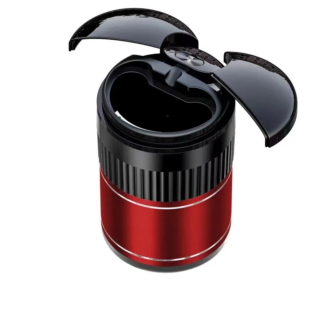 Smart infrared touch car ashtray with automatic sensing, metal construction, 113mm by 72mm