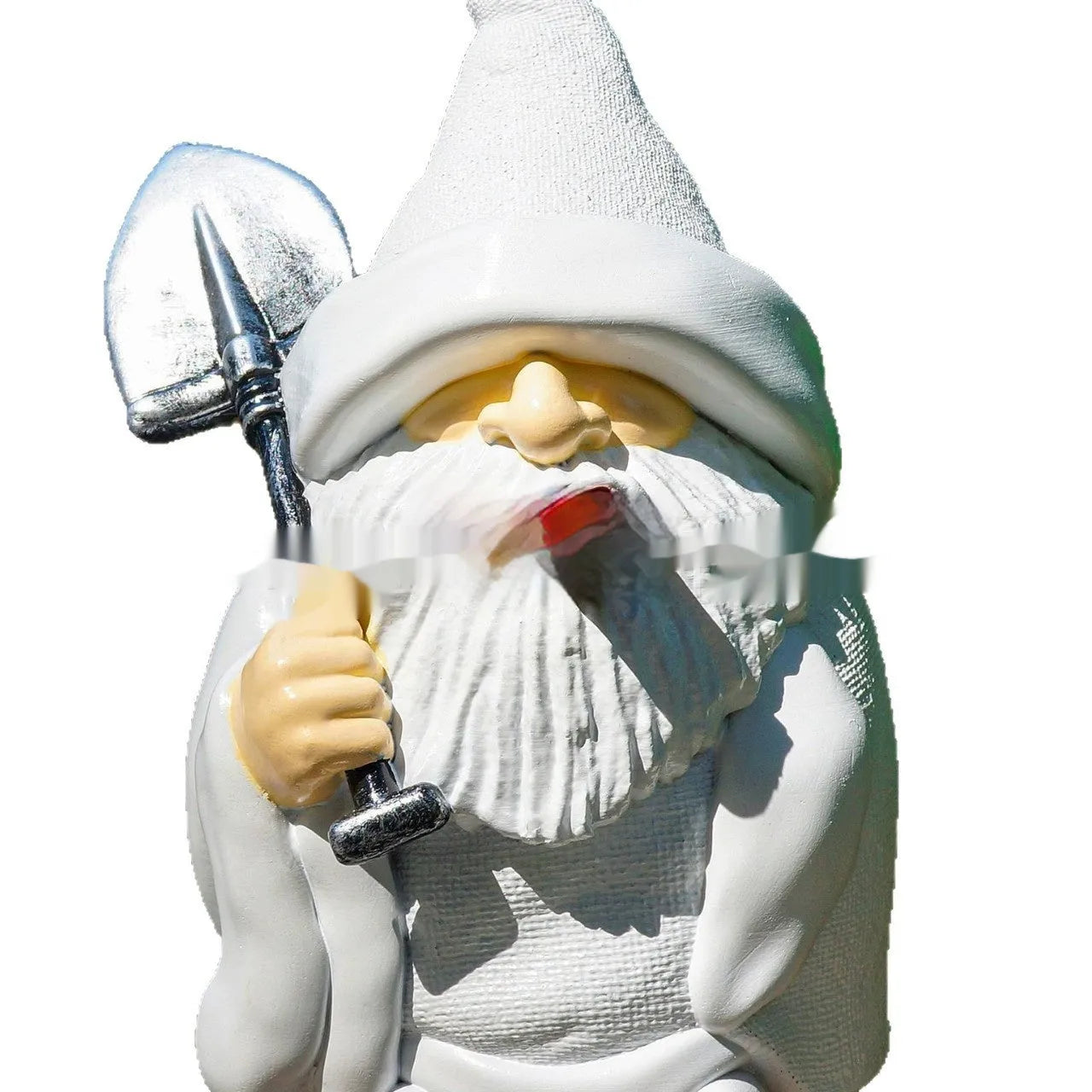 Christmas garden ornament featuring colourful dwarf smoking pipe, resin and plastic construction