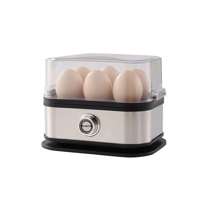 Black portable stainless steel egg boiler with international power plug adapters
