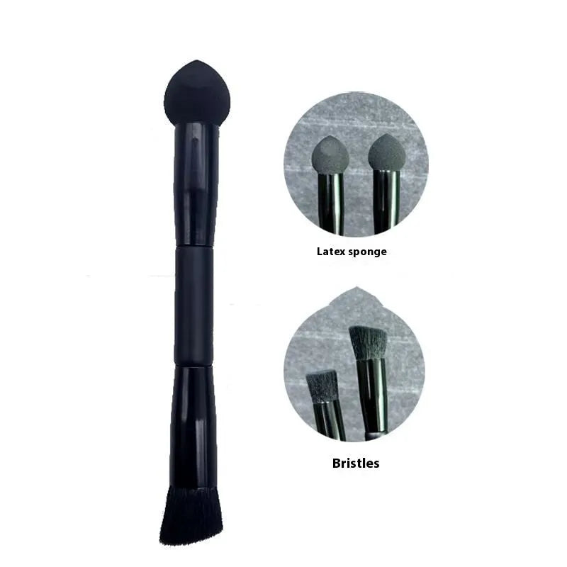 Black sponge stick concealer brush with wooden handle for under-eye makeup application