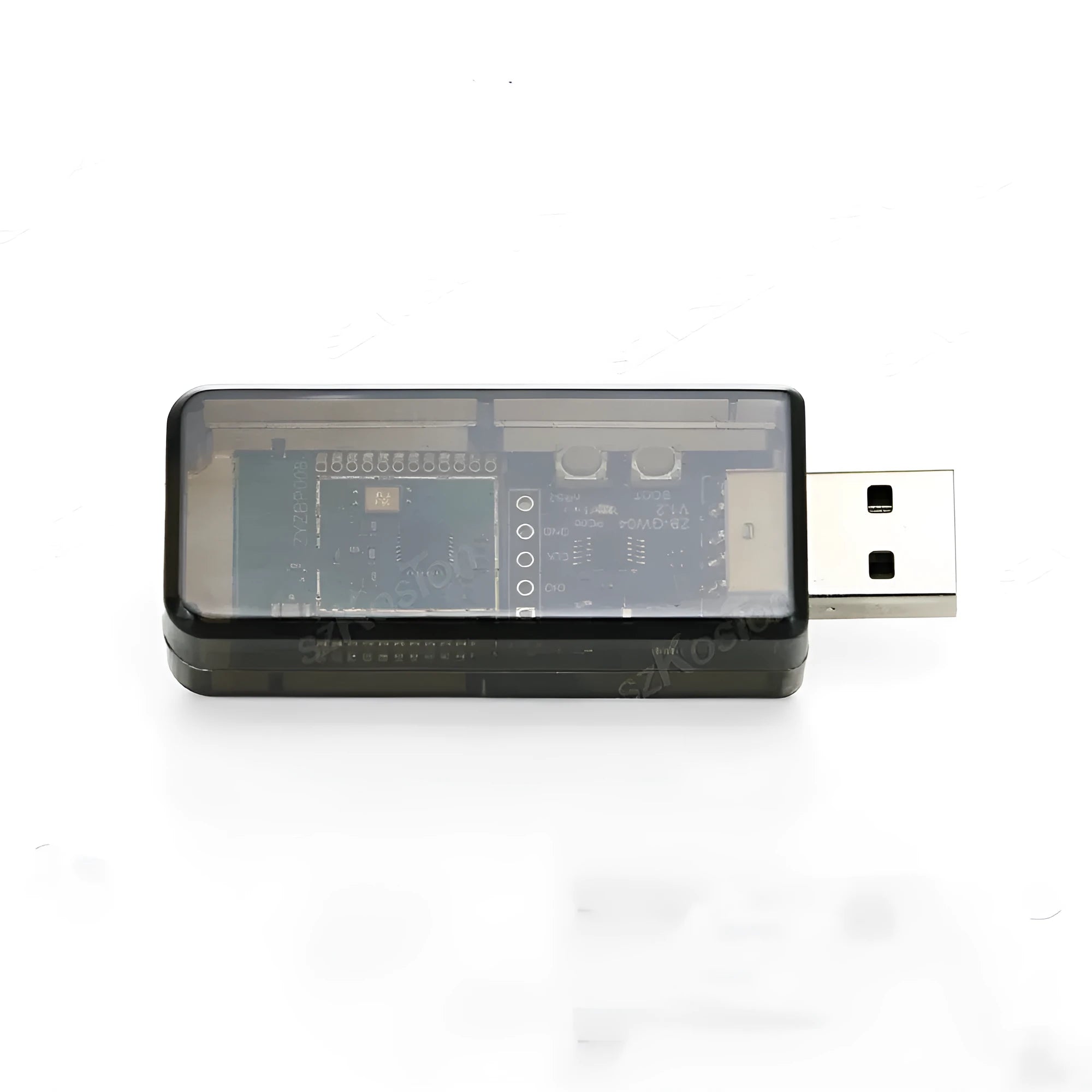 Silicon Labs EFR32MG21 Zigbee 3.0 USB dongle with plastic shell for Home Assistant.