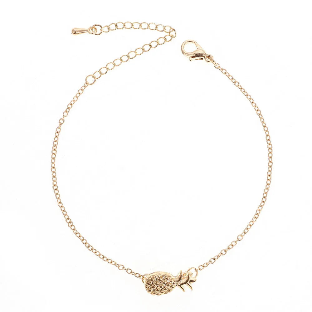 Women's alloy pineapple bracelet in gold or silver colour with simple fruit design