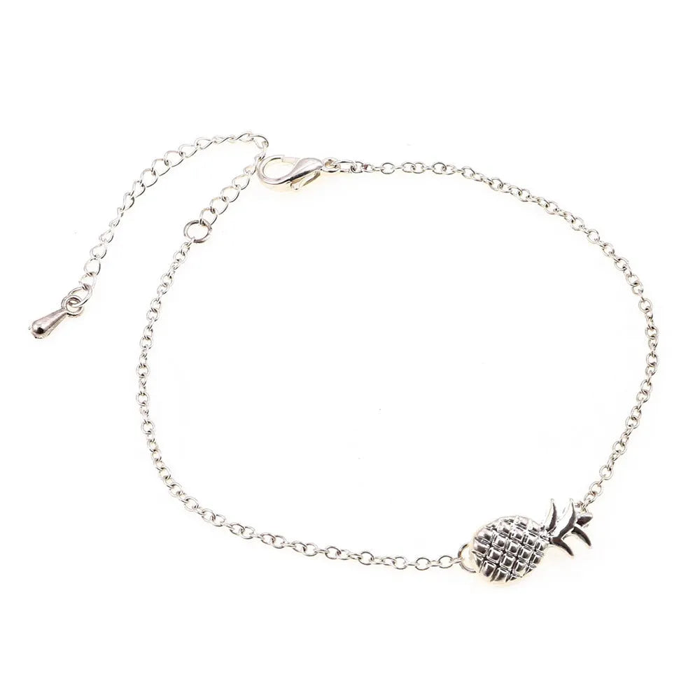 Women's alloy pineapple bracelet in gold or silver colour with simple fruit design