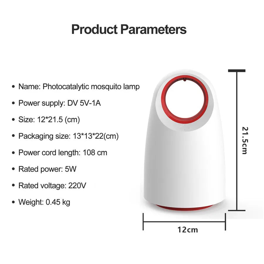 Black or white USB-powered silent mosquito killer with UV LED light for indoor insect control