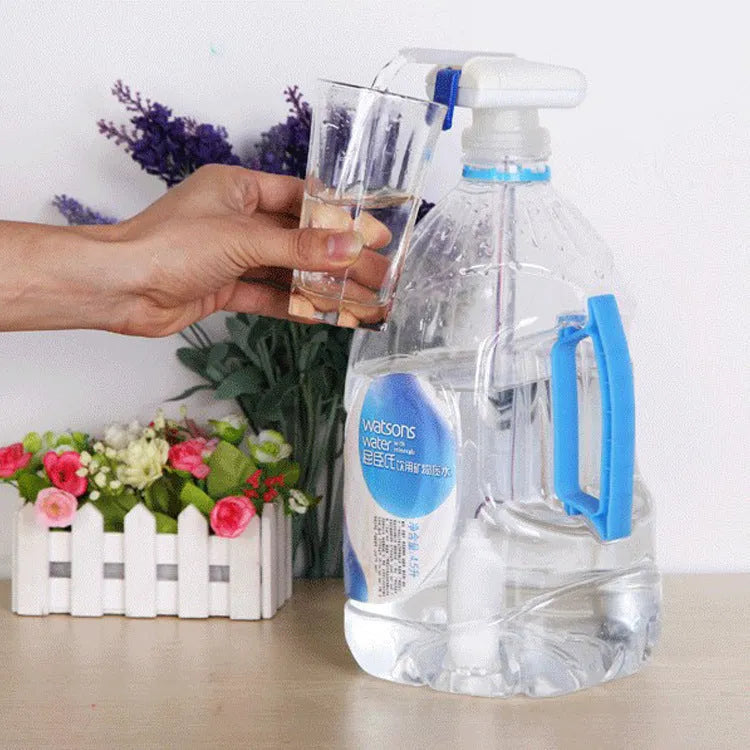 Electric pumping water device with silicone straws and blue press handle for milk and juice dispensing