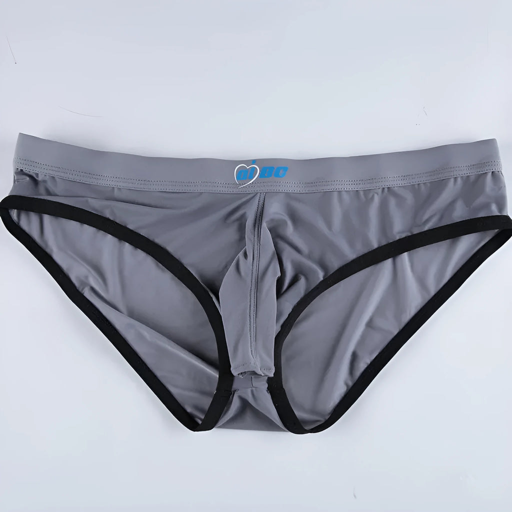 Men's ice silk bazooka briefs in mid waist with bullet separation design