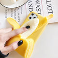 IMD solid colour iPhone case featuring a large open banana graphic, compatible with multiple iPhone models.