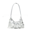 Polyester women's crossbody shoulder bag in urban simplicity style showing gold, silver, black colour options