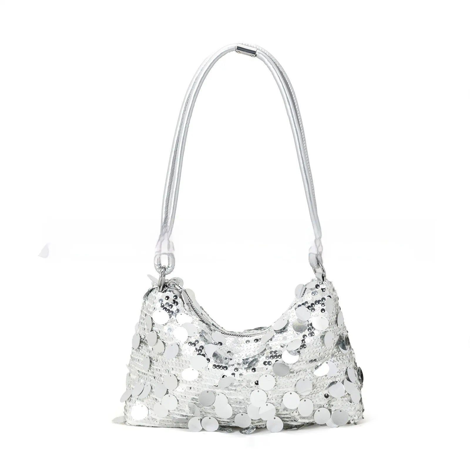 Polyester women's crossbody shoulder bag in urban simplicity style showing gold, silver, black colour options