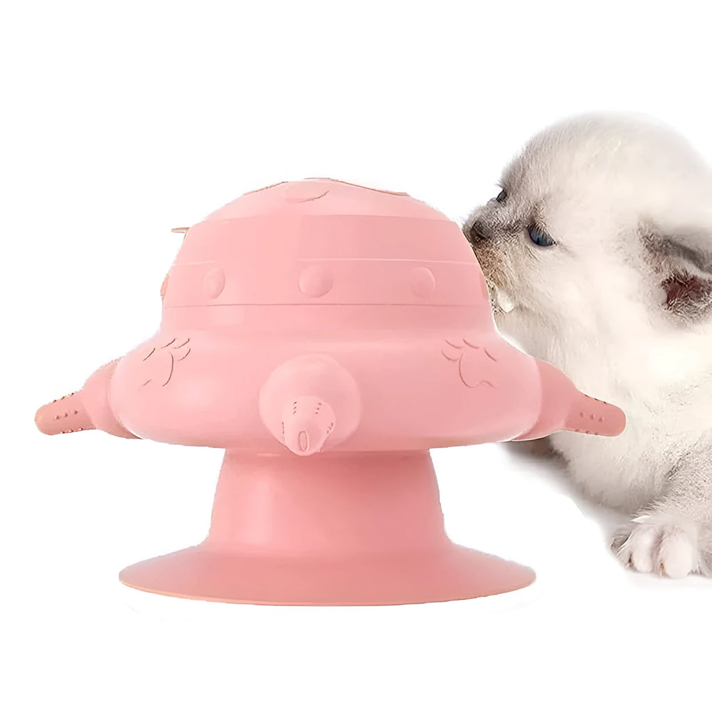 Pink silicone pet milk feeder with bionic breast design and four pacifiers for puppies and kittens