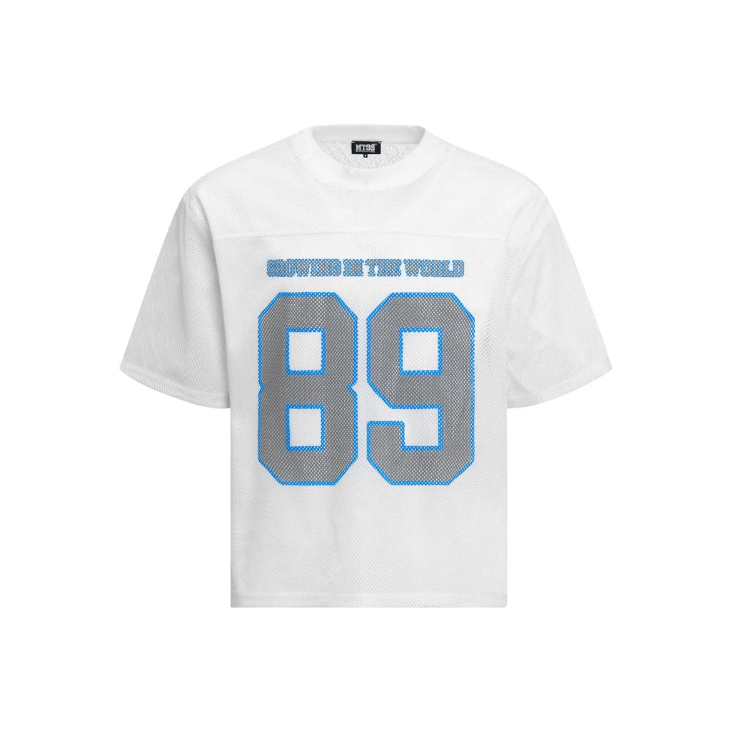 Men's loose-fitting casual t-shirt with alphanumeric print design in black or white colour