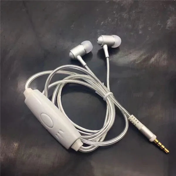 Blue Magic Light LED earphones with illuminated light lines, 3.5mm plug, and remote microphone.