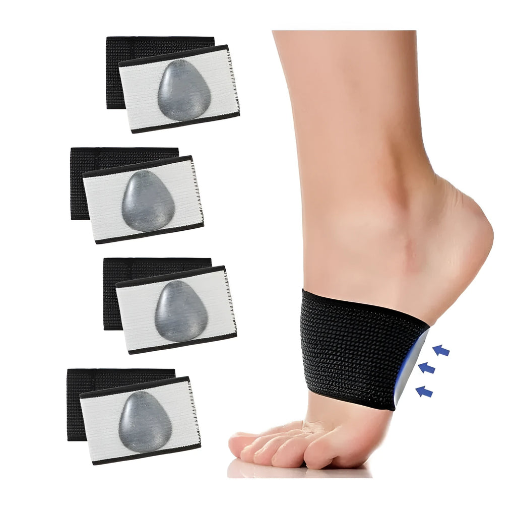 Elastic foot bandage with heart-shaped support pad for arch cushioning and flat feet