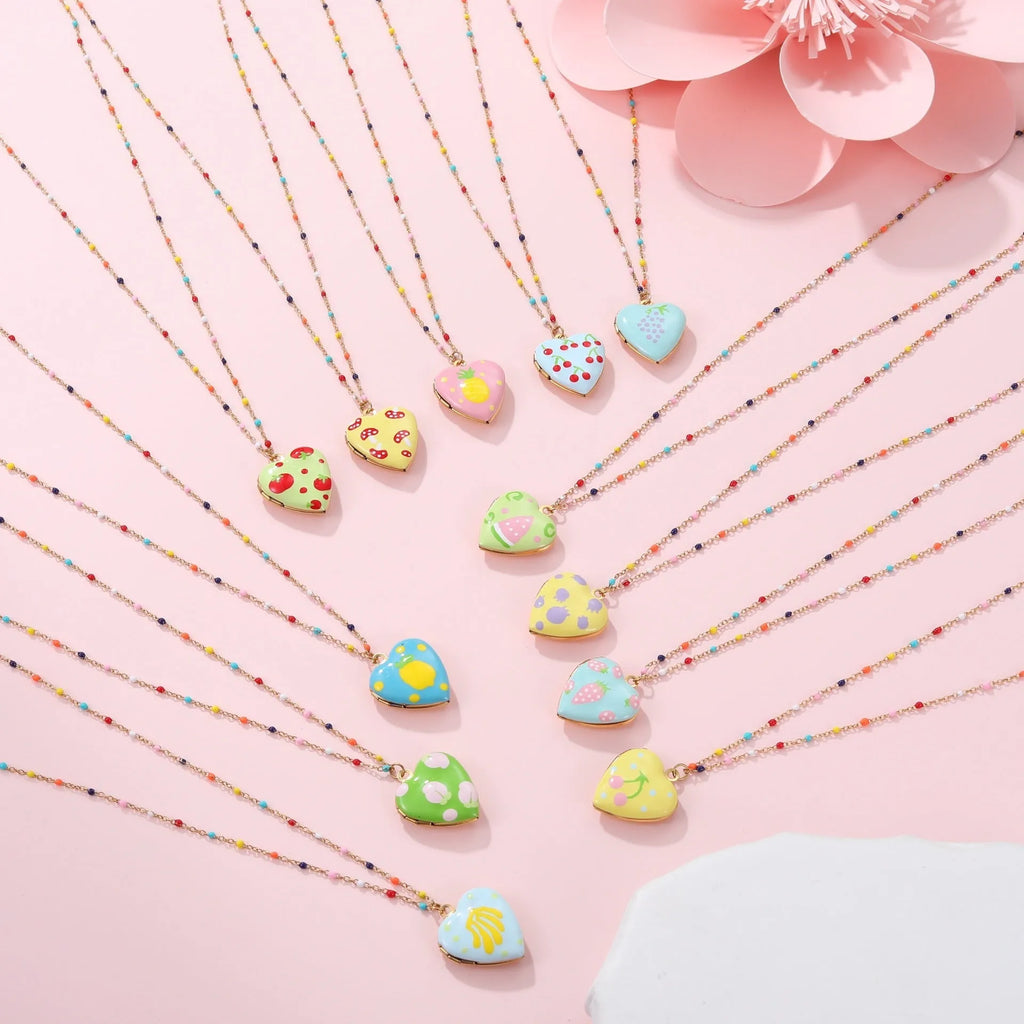 Gold-plated stainless steel necklace with fruit pendant on adjustable chain