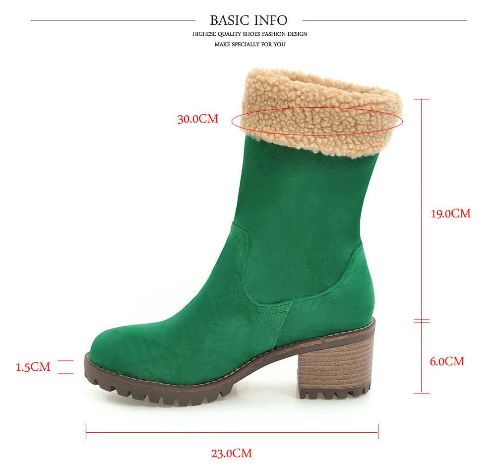 Snow boots with plush lining and rubber insole in winter colours