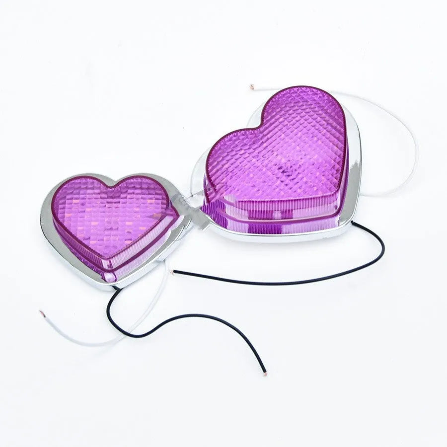 Heart-shaped red LED sidelight for car or motorcycle fender in large size.