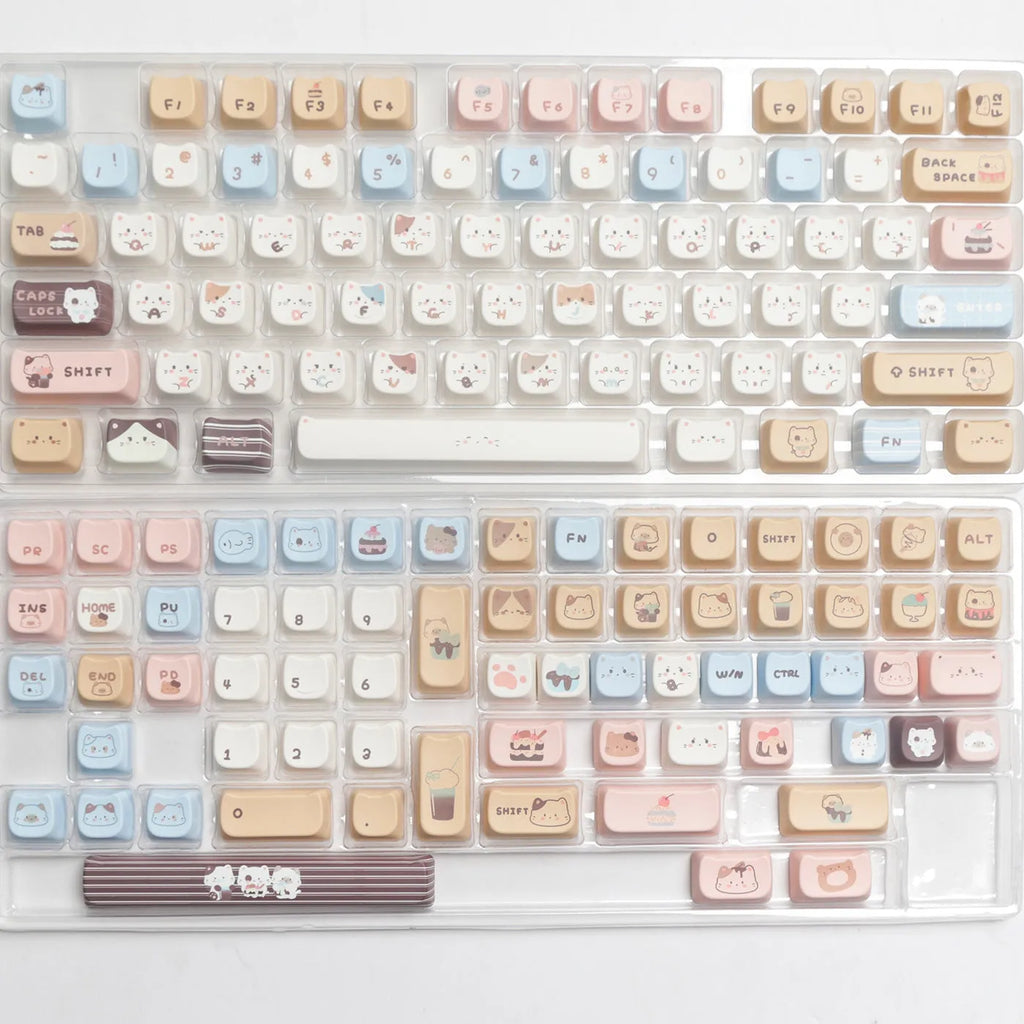 High sea salt cat design PBT key cap set with 7u space bar for March past mechanical keyboards