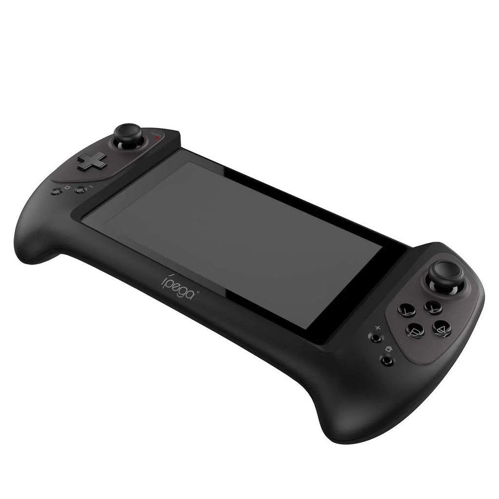 Black Nintendo Switch gamepad with ergonomic curved grips and textured analogue sticks