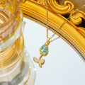 Zircon tulip necklace for women with gold flower pendant on adjustable titanium steel chain.