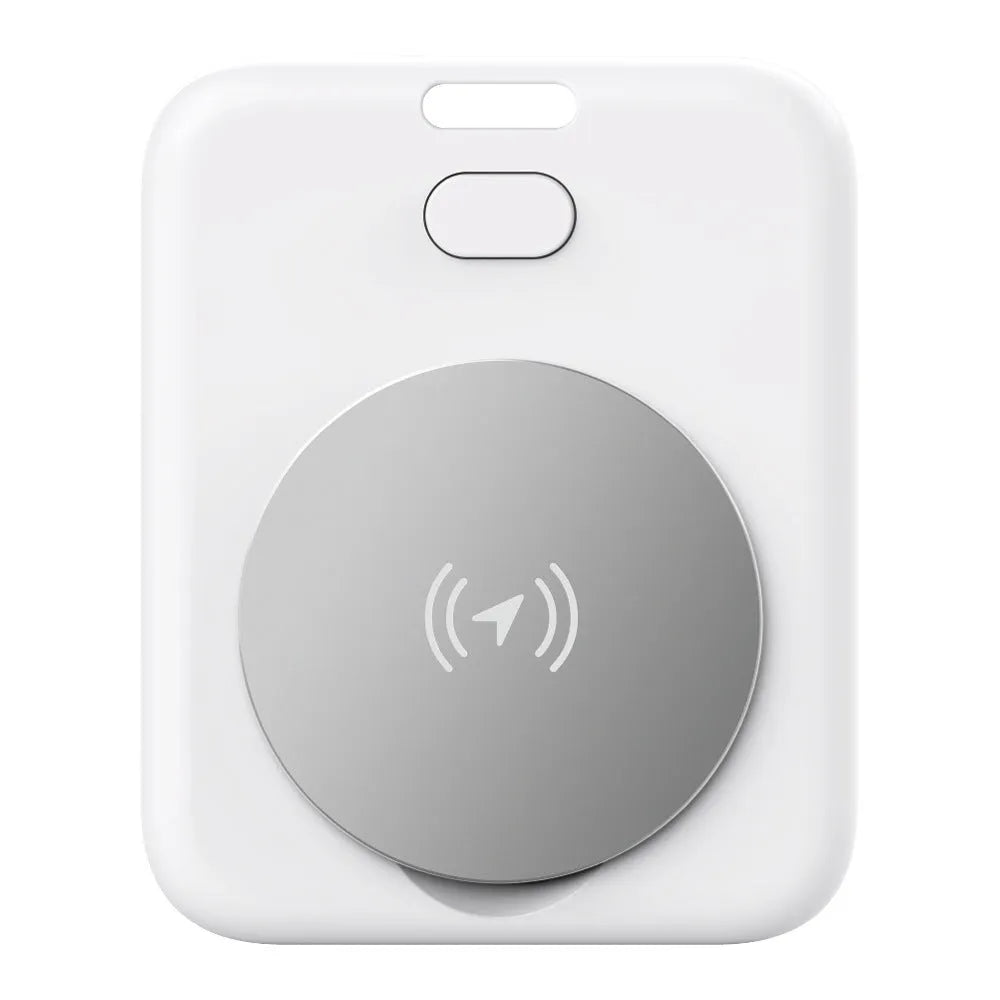 White smart anti-lost pet locator for Apple devices with tracking and alarm features