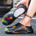 Men's black waterproof EVA work slippers with toe cap and textured sole for kitchen safety