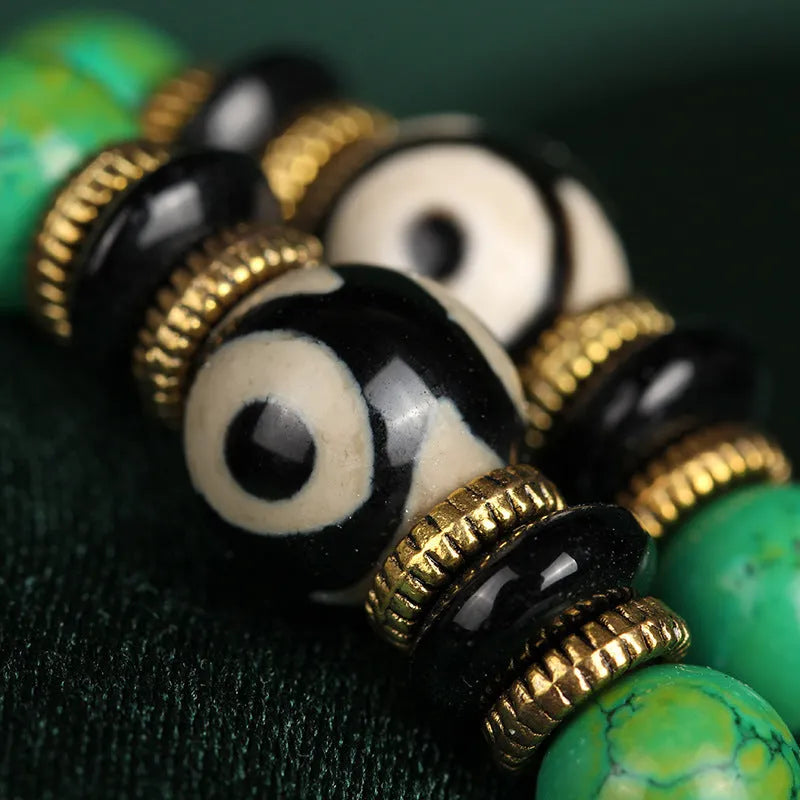 Natural turquoise gemstone bracelet with 108 round 8mm polished beads.