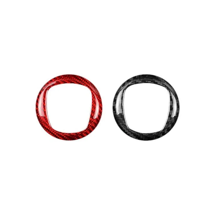 Car steering wheel cover dry carbon fibre decorative sticker frame black or red 280mm diameter