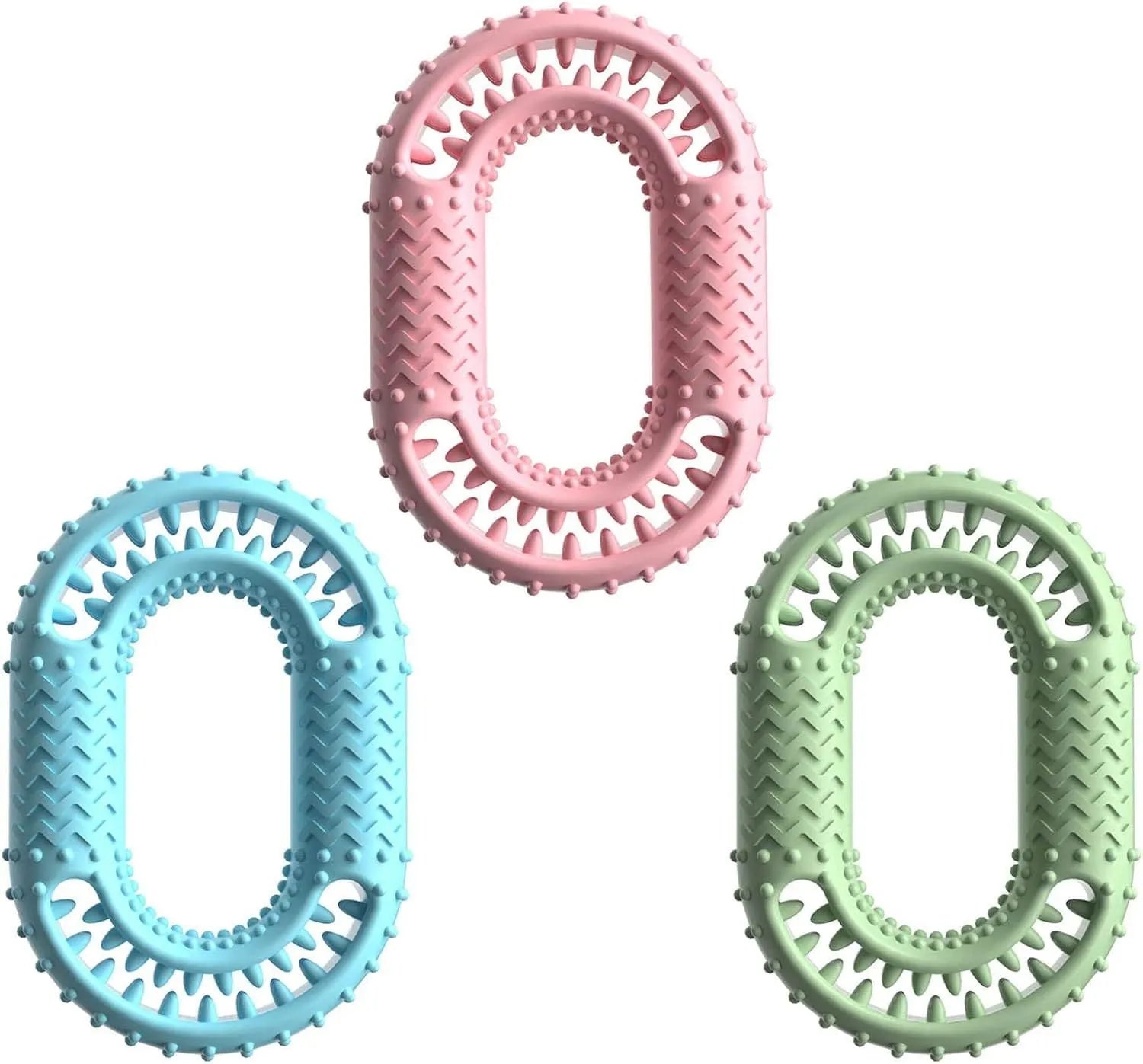 Blue O-ring dog chew toy for aggressive chewers with dental benefits