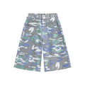 Cotton denim camouflage trousers with straight leg cut and large front pockets