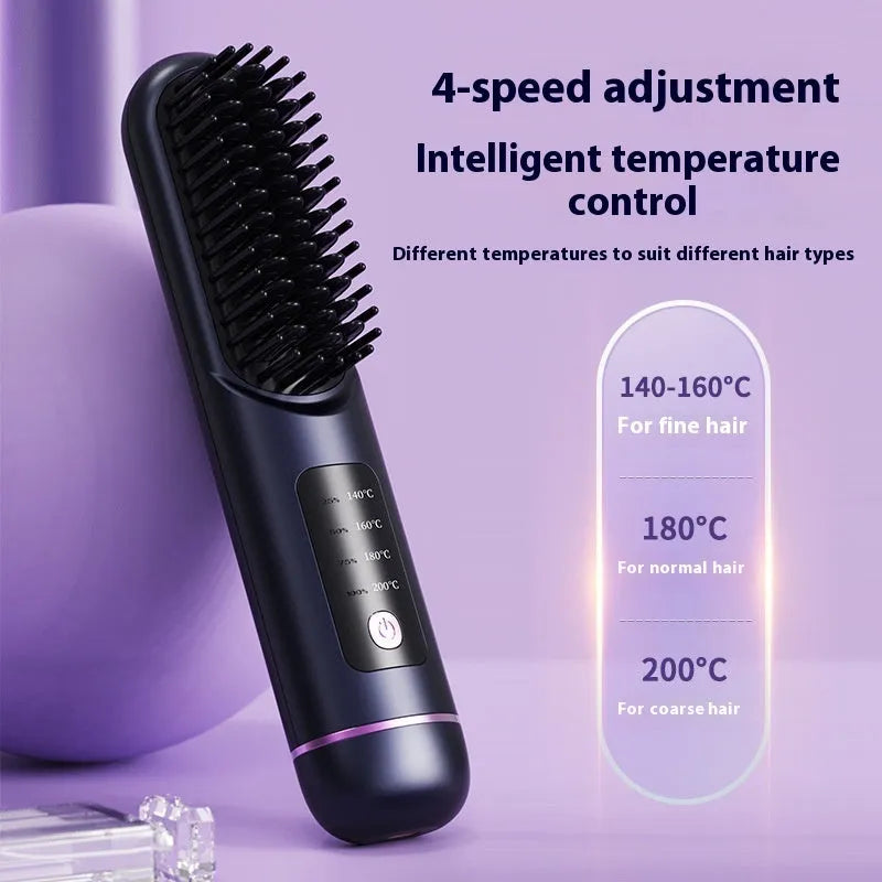 Negative ion straight hair comb in blue, grey, or white, made of ABS plastic.