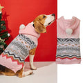 Green diamond pattern knitted pet sweater on small dog showing classic design and proper fit