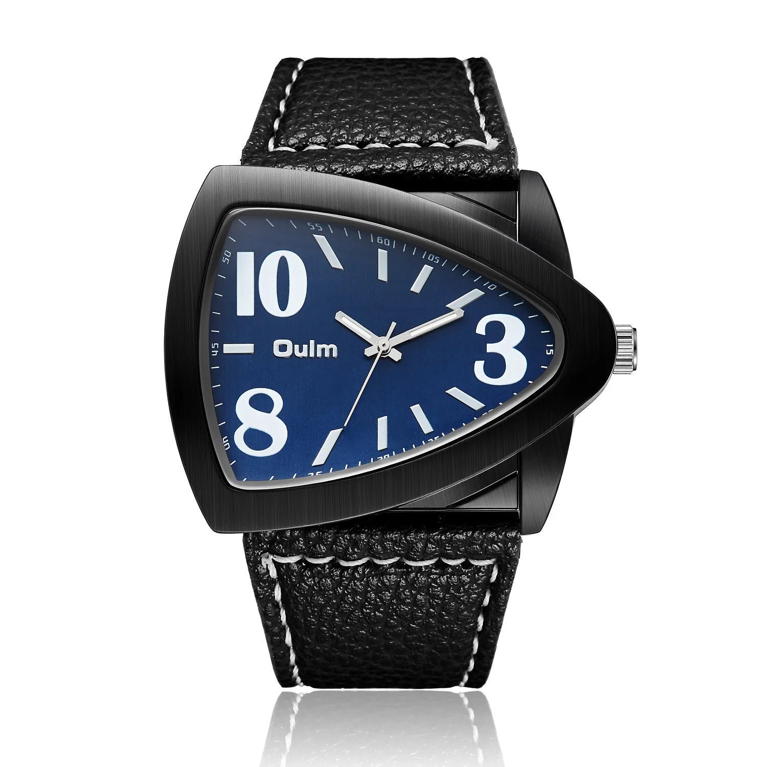 Men's casual triangle belt quartz watch with leather strap in brown colour option