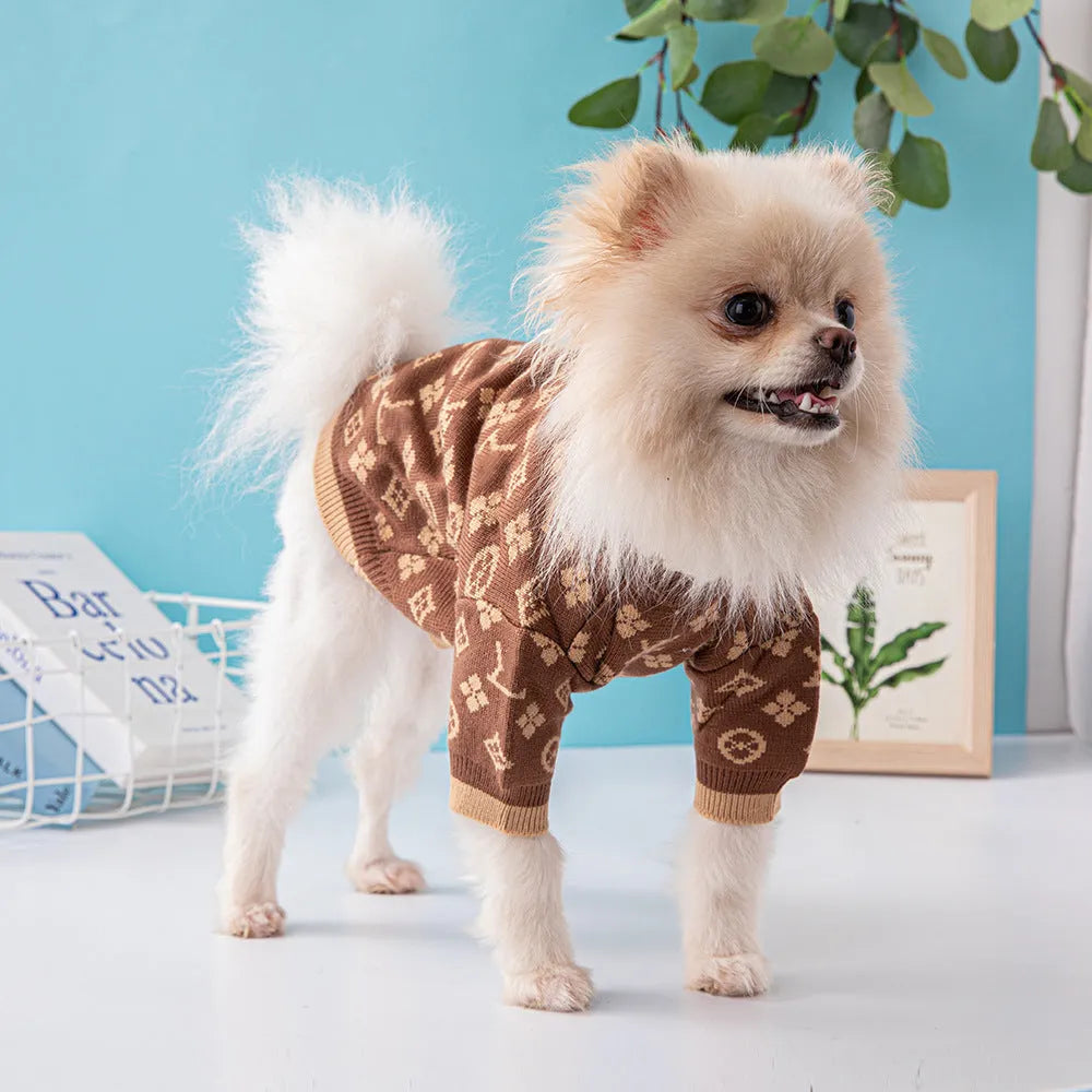 Wool blend dog sweater in European style with monochrome or two-tone colour options