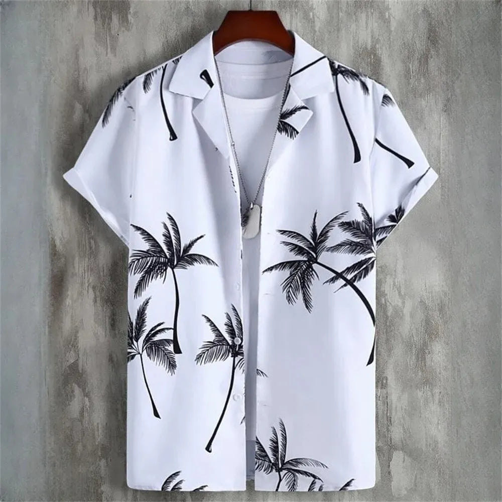 Men's camouflage pattern short sleeve shirt with 3D digital printing detail on elastic polyester fabric