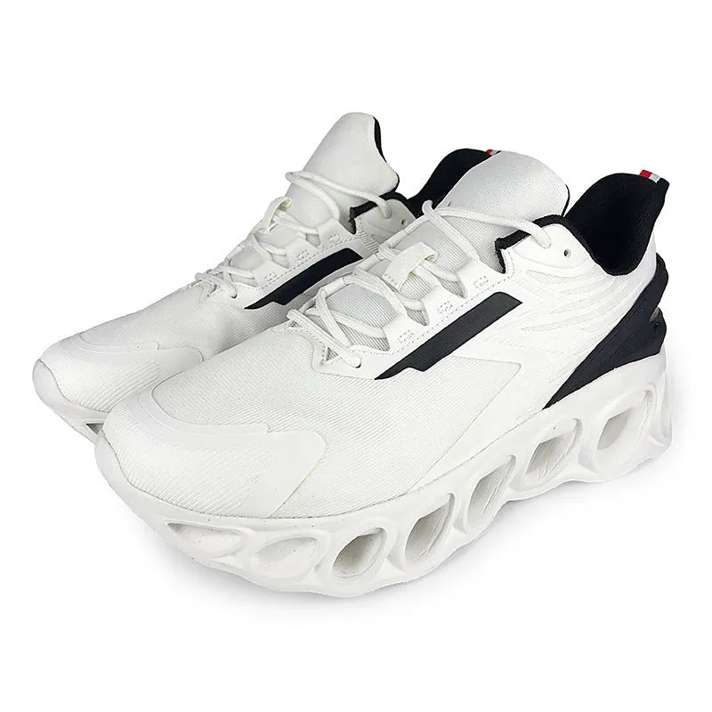 Men's casual sports shoes in black colour with mesh upper and lace-up front closure