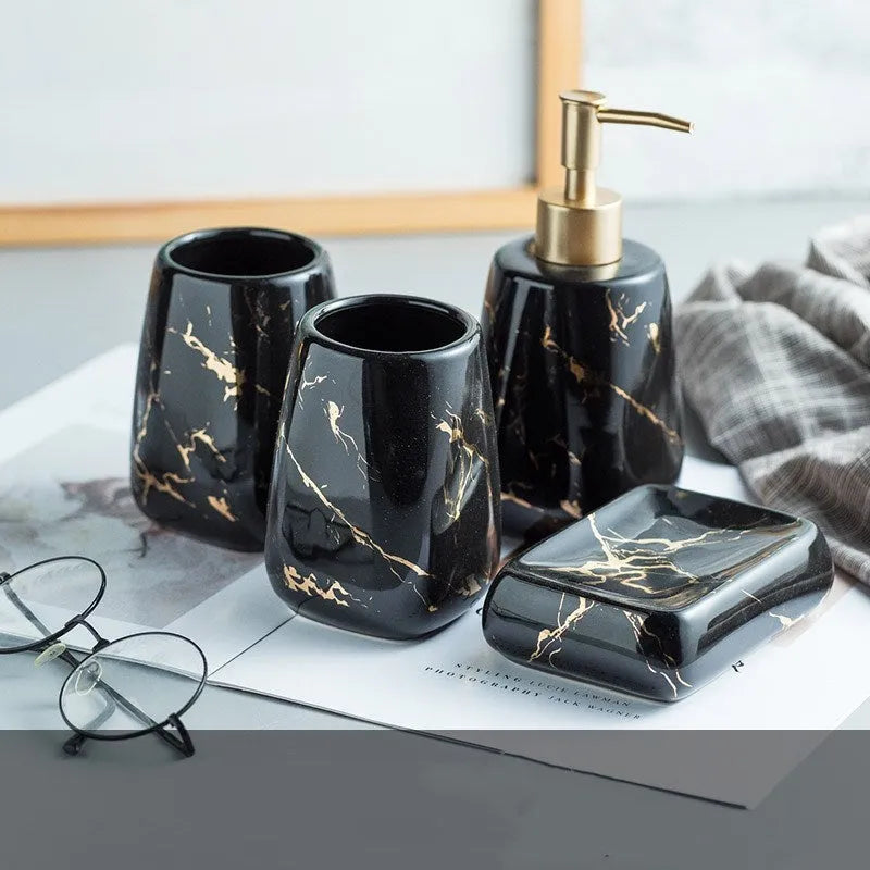 Ceramic bathroom wash set with high-temperature fired porcelain construction in light luxury style